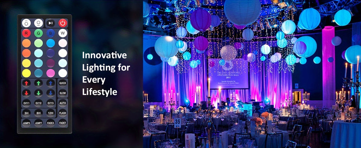 RGB LED Flood Lights with Listed 25W Power and 44-Key Remote, Color Changing Party Uplighting with Brightness Controls, Timer and Memory for Weddings and Events