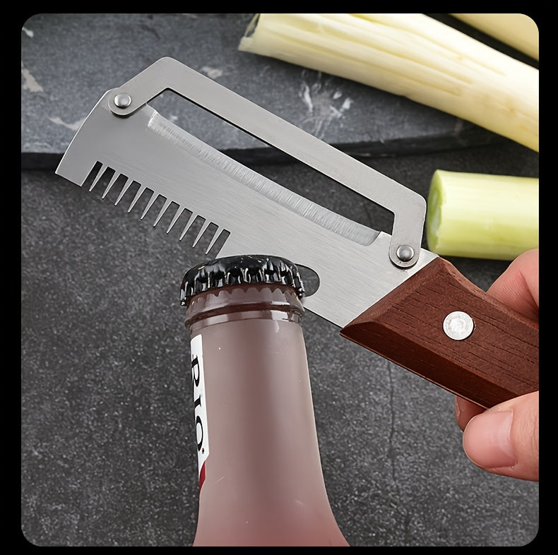 3-in-1 Stainless Steel Vegetable Peeler Set, 2-Piece Manual Kitchen Tools with Potato Peeling, Vegetable Slicing and Bottle Opener Functions for Home Cooking