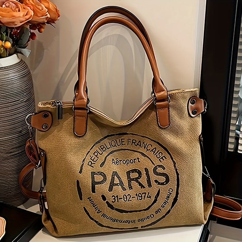 Tote Crossbody Shoulder Bag with Adjustable Strap, Brown with Black or Gray with Black Options for Everyday Errands, Commuting and Casual Outfit Styling