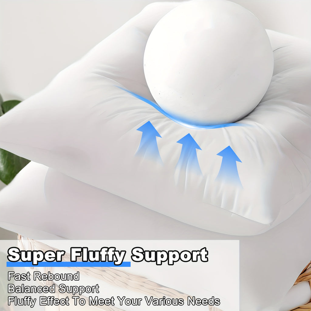 Square Throw Pillow Inserts Set of Four with Listed 7D Polyester Filling, 14, 16, 18 or 22 Inch Size Options for Sofa, Bedroom and Patio Cushion Covers