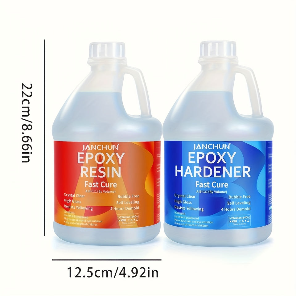 Epoxy Resin Kit by JANCHUN with Clear Gloss Finish and Listed 1:1 Volume Mixing, Four Capacity Options for Decorative Casting, Jewelry and Art Coating Projects