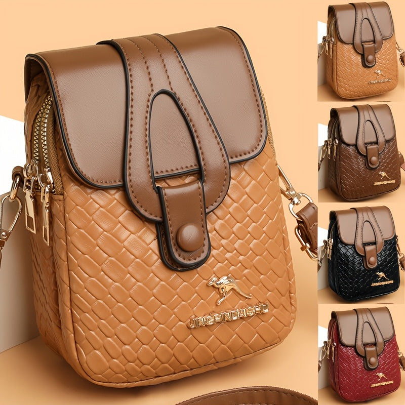 Woven-Style Square Crossbody Bag for Women, XYXDLM Purse with Detachable Shoulder Strap in Red, Black or Coffee for Shopping and Dinner Outfits