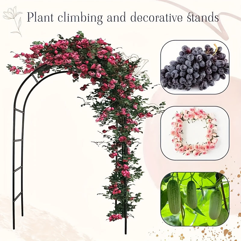 Metal Garden Arch Trellis for Climbing Plants and Wedding Decorations, Black or White One- and Two-Pack Options with Listed Two-Size Assembly Reference
