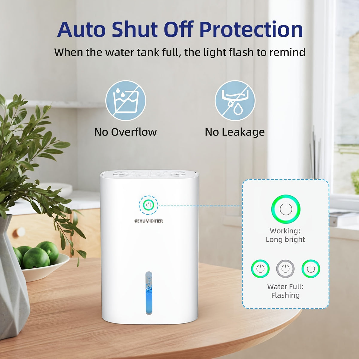 Small Home Dehumidifier with 27oz Water Tank, White Portable Peltier Mini Unit with Full-Tank Auto Shutoff for Bedrooms, Closets and Small Spaces