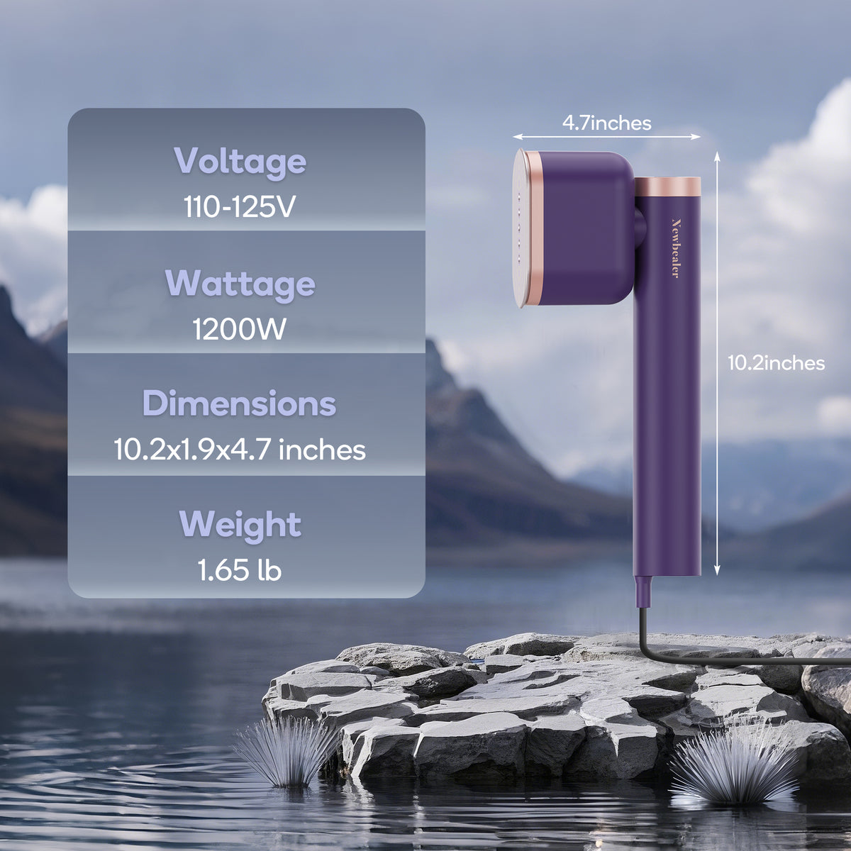Portable Garment Steamer in Royal Purple, 1200W Handheld Clothes Steamer with 15-Second Heat-Up and Auto Shut-Off for Home and Travel Fabric Care