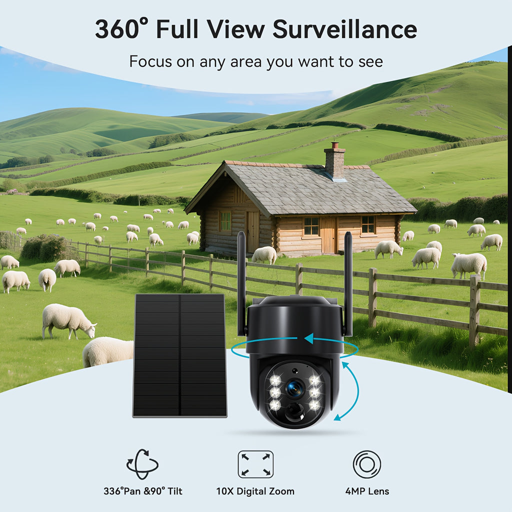 WESECUU 4G LTE Solar Security Camera with Listed 4MP Imaging, 8000mAh Battery, PTZ Live View and Two-Way Talk, Premium Black or Ivory White Outdoor Options
