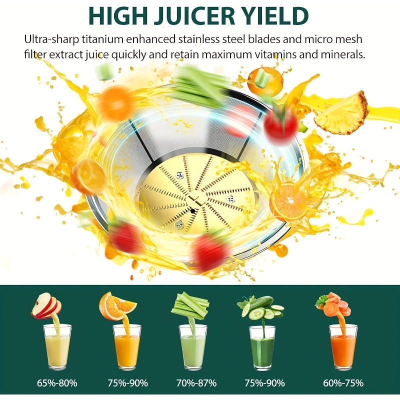 Wide Mouth Juicer with 3-Inch Feed Opening, Three Speed Settings and Detachable Design for Homemade Fruit and Vegetable Juice, Everyday Kitchen Drink Preparation