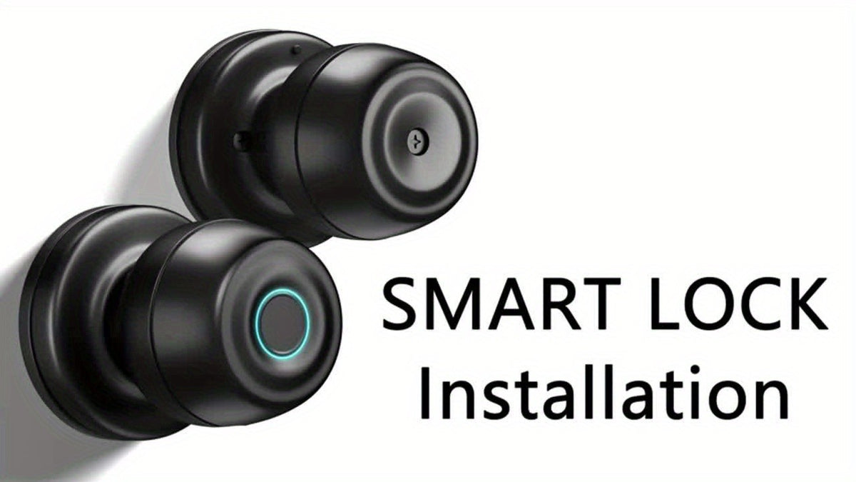 Tuya App Fingerprint Smart Lock in Black with Three Entry Methods, Backup Mechanical Key and Automatic Locking for Compatible Interior Door Installations
