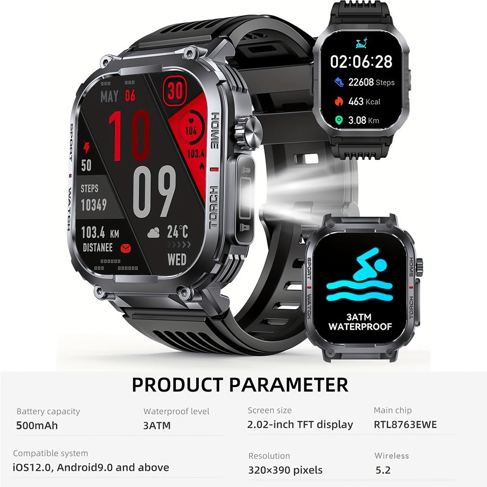 Calling Smartwatch with LED Flashlight, Listed 2.02-Inch TFT Screen, 100+ Sports Modes and Sleep Tracking in For iOS & Android Model for Everyday Activity