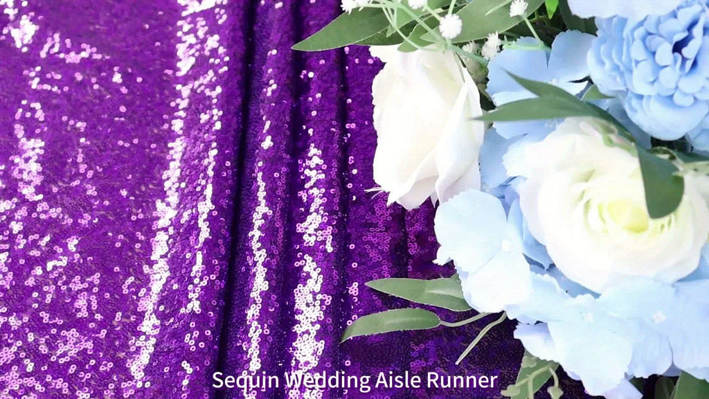 Wedding Aisle Runner with Sequin Styling, 4 x 15ft Ceremony Walkway Decoration in Nine Colors for Bridal Showers, Party Entrances and Wedding Celebrations