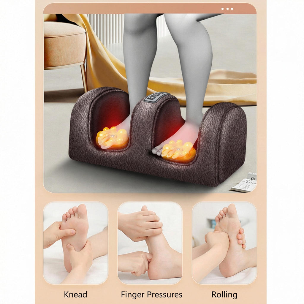 Heated Massage Pad for Home Relaxation, Brown Foldable 5-in-1 Body Massage Mat with Listed Multiple Modes for Neck, Shoulders, Back, Waist and Legs