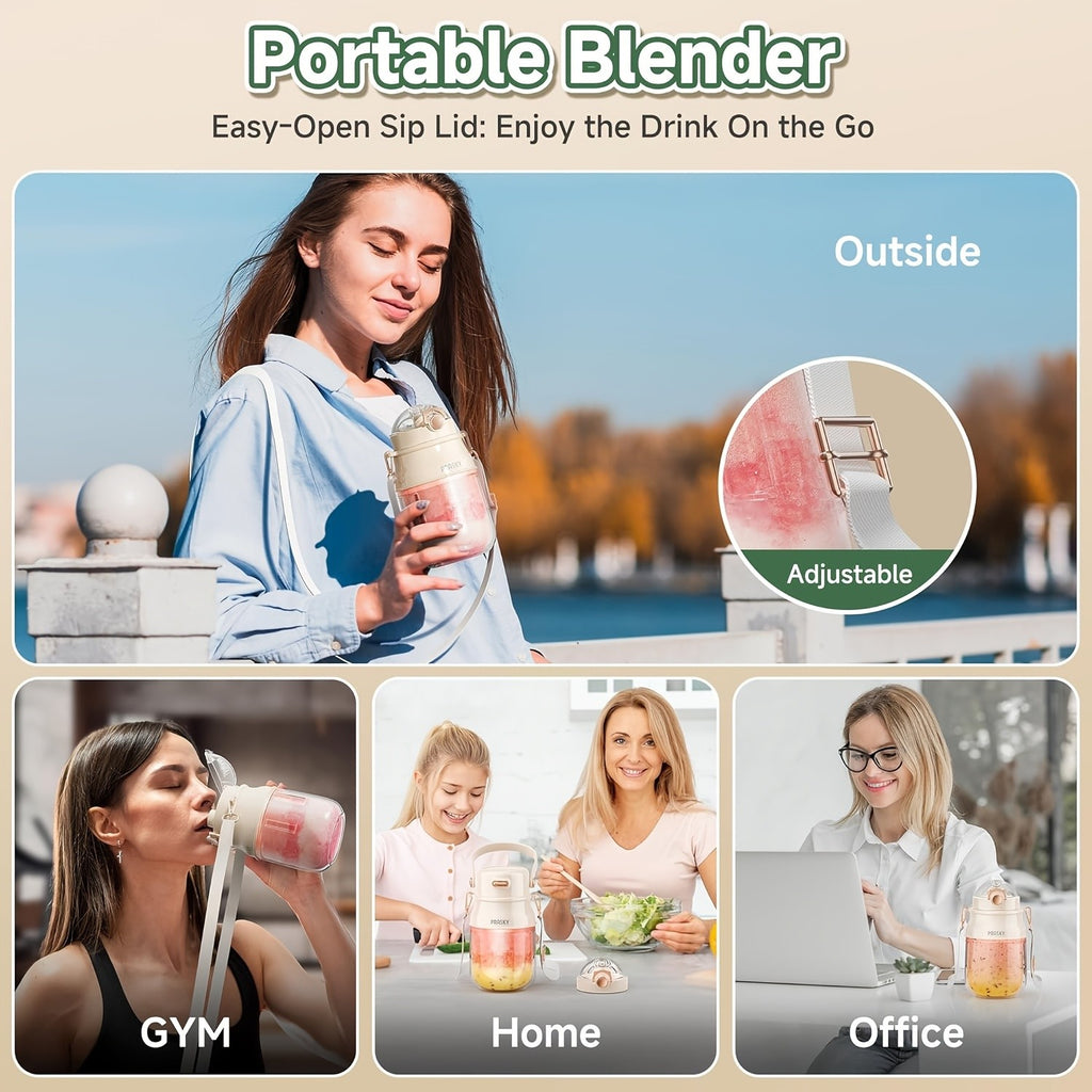 10-Blade Portable Blender 27oz, USB Rechargeable Personal Blender Cup for Smoothies, Shakes and Milkshakes, 800ml Travel Blender for Office, Gym, Picnics and Kitchen