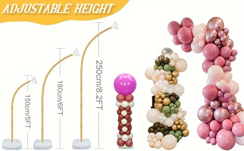Half Balloon Arch Stand Kit with Listed Base, Bendable Party Backdrop Frame in One or Two Piece Options for Weddings, Birthdays and Graduation Celebrations