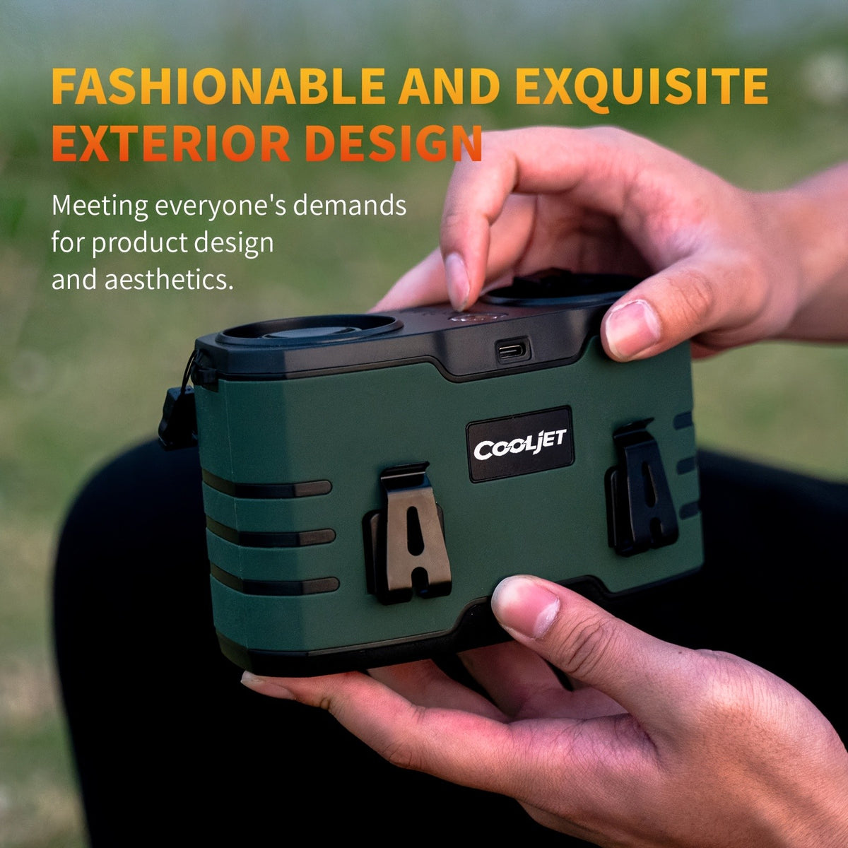Wearable Waist Fan with Dual Air Ducts, 20000mAh Battery and 10 Speeds, USB-C Rechargeable HY-8022 with LED Light and Display for Camping, Fishing and Desk Use