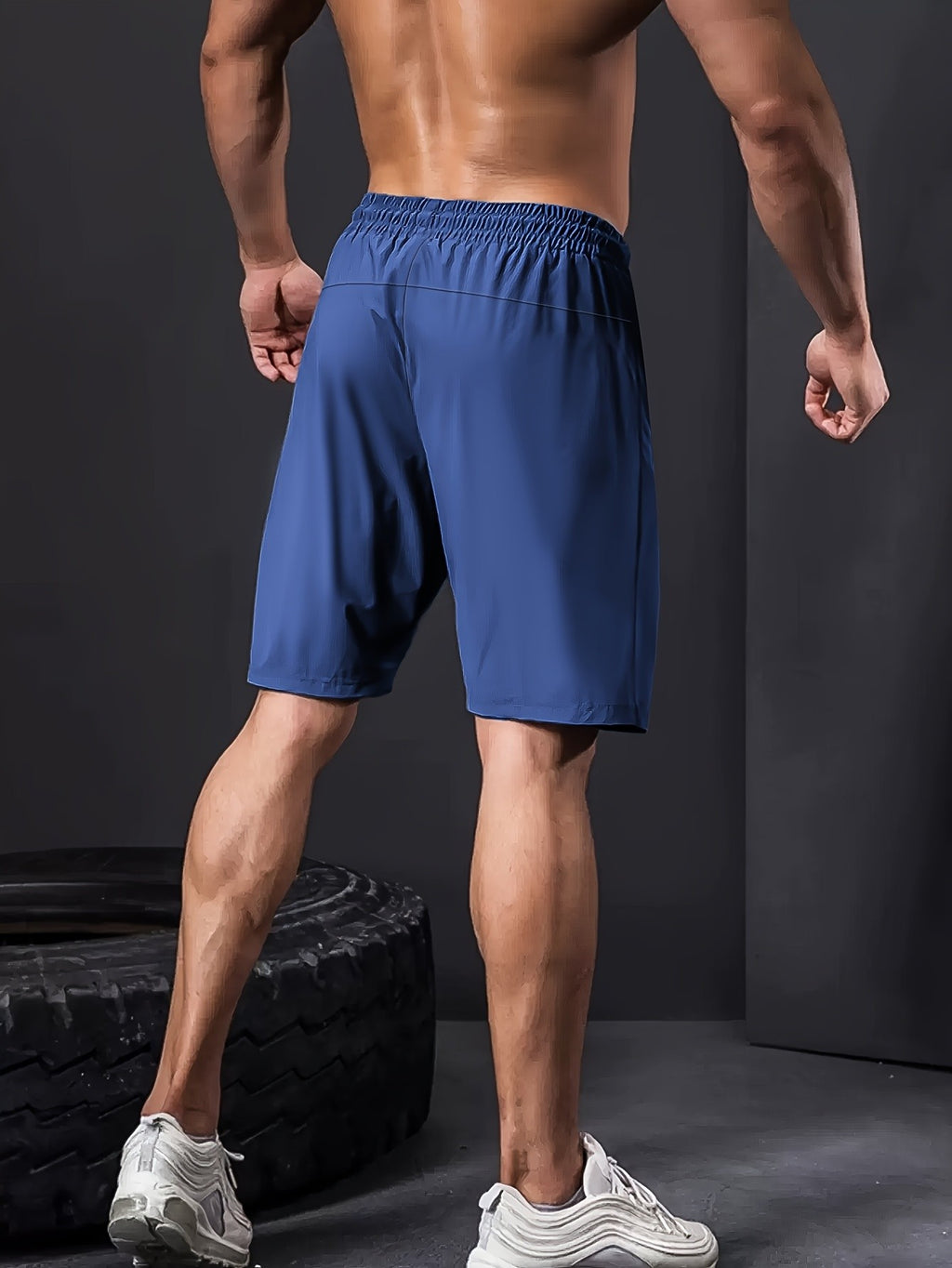 Men's Stretch Shorts with Drawstring Waist and Zippered Pockets, 85% Polyamide and 15% Elastane Fabric in Eight Color-Style Labels for Casual Summer Wear
