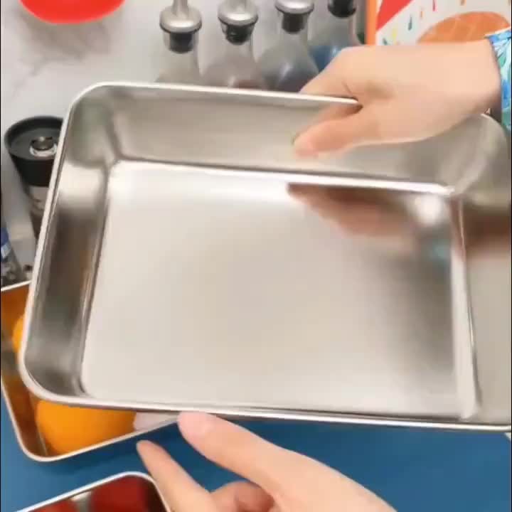 Stainless Steel Breading Tray Set with Three Food Prep Pans for Chicken Breast, Fish, Breadcrumb Coating and Meat Marinating in Home Kitchens