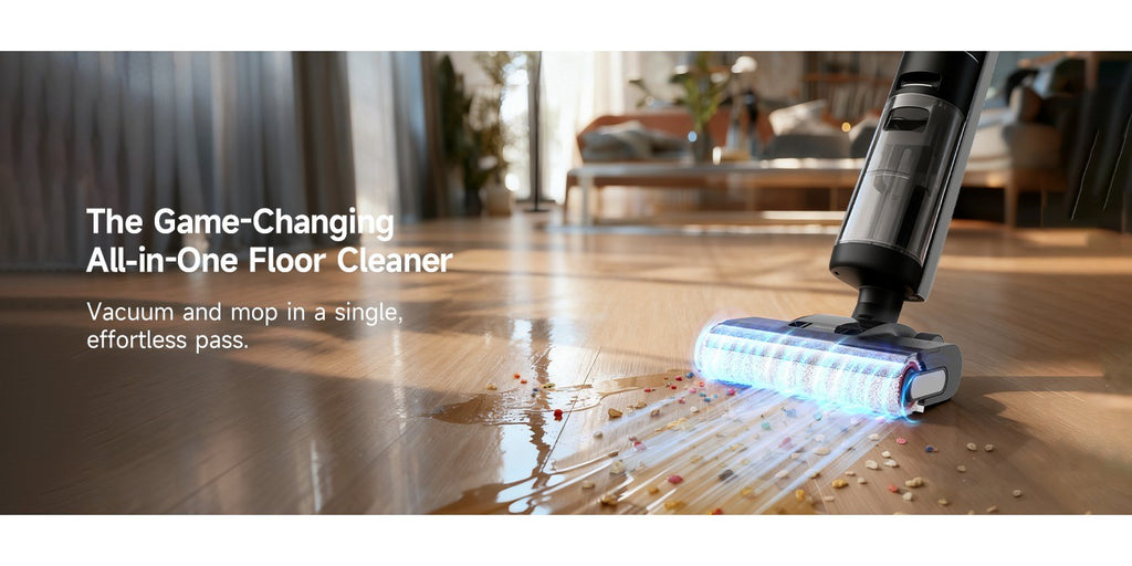 Dreame H12 Pro Wet Dry Vacuum Cleaner, Hard Floor Vacuum and Mop Combo with Smart Mess Detection and Anti-Tangle Brush, 35-Min Runtime and Hot Air Self-Cleaning, Refurbished, with 30.43oz Water Tank