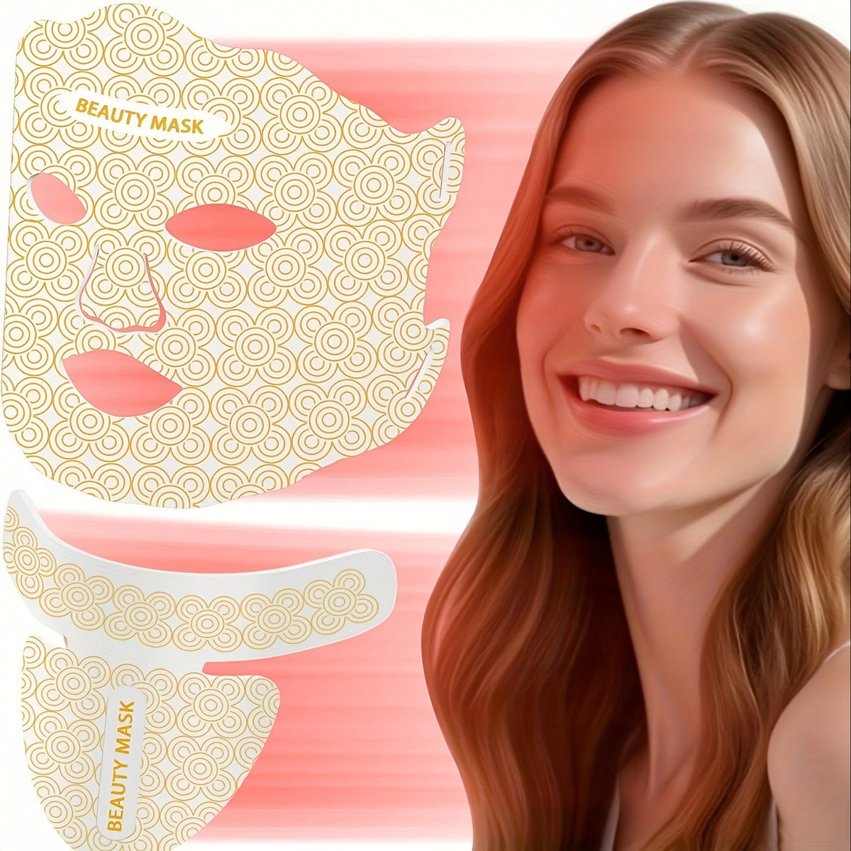 Soft Silicone LED Red Light Mask with Remote Color, Brightness and Time Controls, Listed 650nm and 850nm Wavelengths for Face, Neck and Chest Beauty Routines