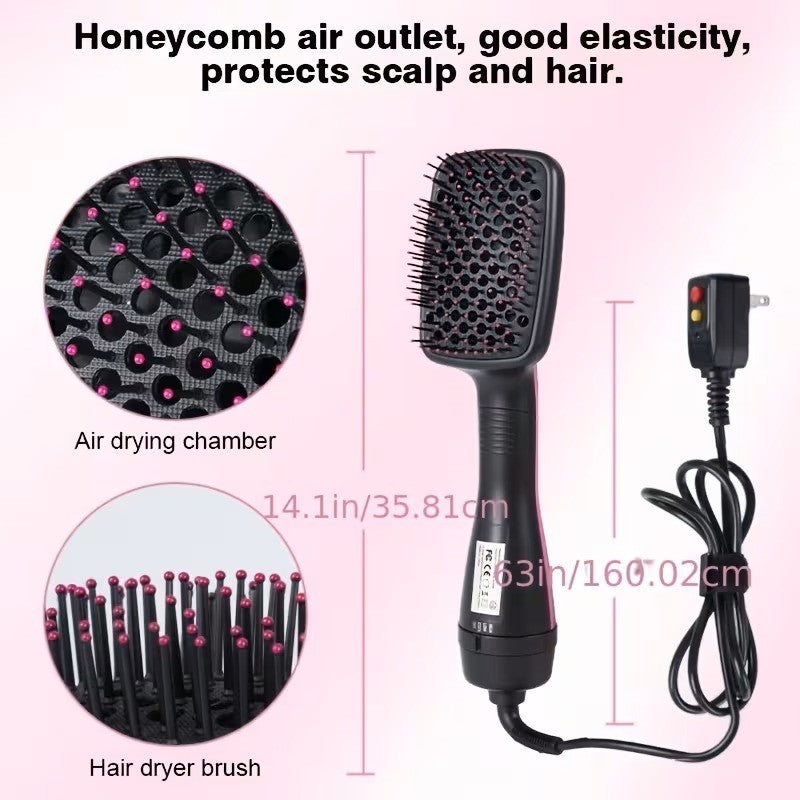 Ionic Hair Straightener Brush with 3-in-1 Hot Air Drying, Combing and Styling Functions, Pink or Yellow Hair Dryer Brush for At-Home Hair Routines
