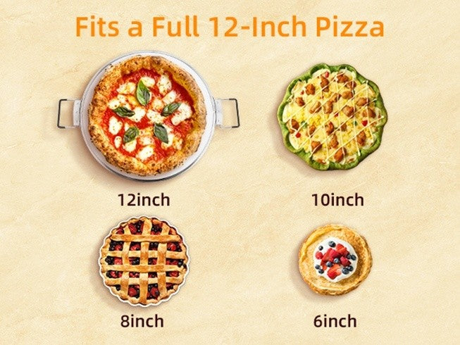 Indoor Pizza Oven by YIBAKE, White Countertop Pizza Maker and Grill for Home Pizza Nights, Listed 12-Inch Pizza Size and Maximum 800°F Heating