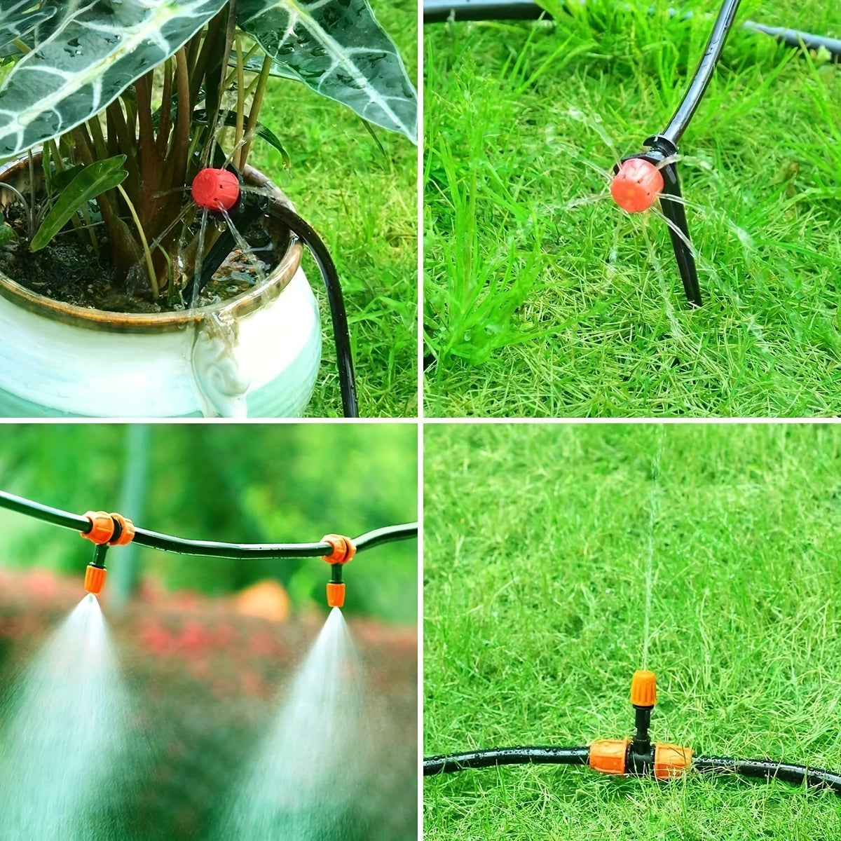 Drip Irrigation Kit with Adjustable Drippers and Spray Nozzle References, Flexible Vinyl Hose in 65ft and 100ft Options for Garden Beds and Patio Plants