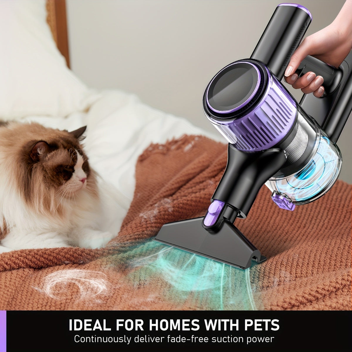 10-in-1 Cordless Stick Vacuum Cleaner, Lightweight Rechargeable Vacuum with Anti-Tangle Roller Brush, Upgraded Green LED Light and 45-Min Runtime, Powerful Suction for Hardwood Floors, Carpet, Pet Hair and Car Interior