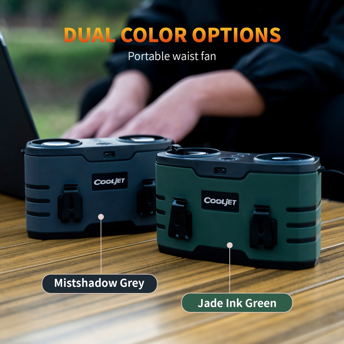 Wearable Waist Fan with Dual Air Ducts, 20000mAh Battery and 10 Speeds, USB-C Rechargeable HY-8022 with LED Light and Display for Camping, Fishing and Desk Use