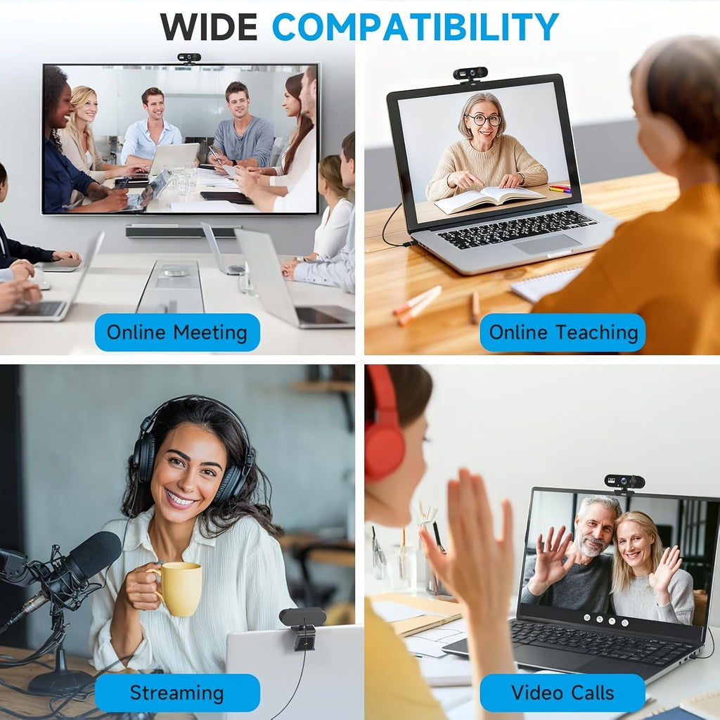 AOC 4K USB Webcam in Starry Black with Microphone, Noise Cancellation, Privacy Cover and 99 Degree Field of View for PC Meetings and Live Streaming