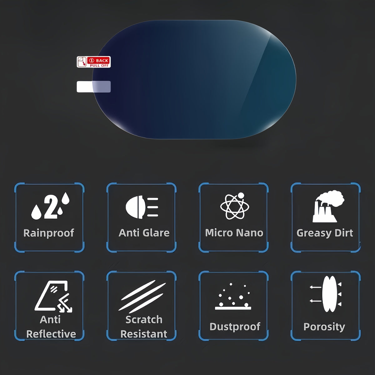 Car Mirror Anti Fog Film for Compatible Vehicle Mirror Surfaces, Four-Piece Two-Pair Set with Hydrophobic Coating Reference for Everyday Mirror Care