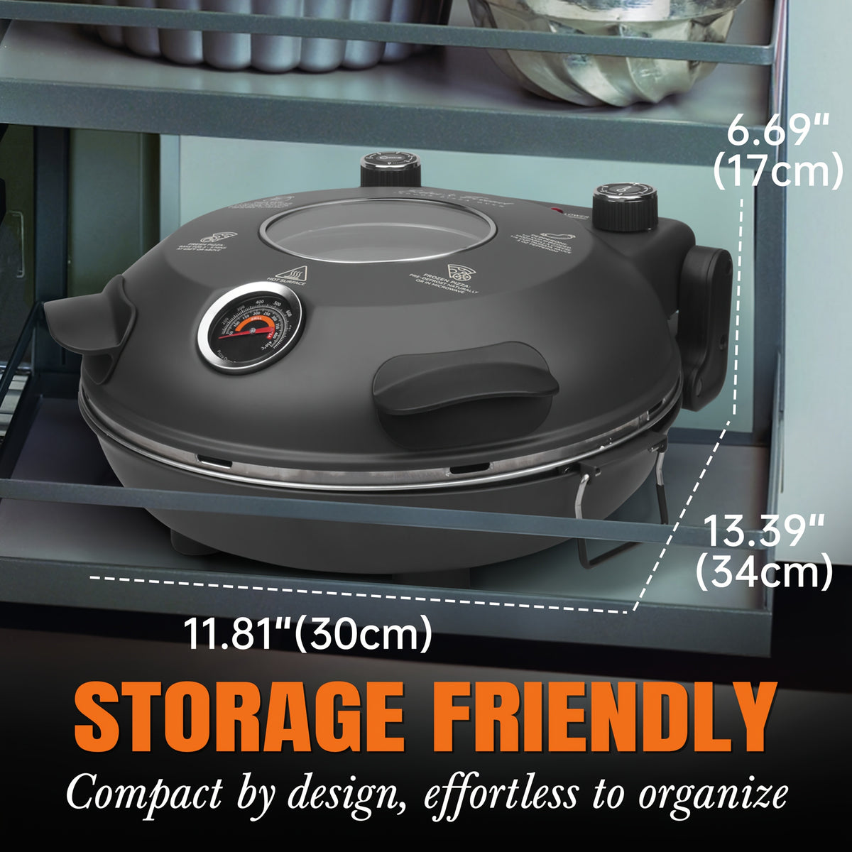 Electric Quesadilla Maker with Listed 9.5-Inch Size, Six-Wedge Design, Extra-Filling Wording and Non-Slip Feet for Home Grilled Cheese Meals in Red or Graphite