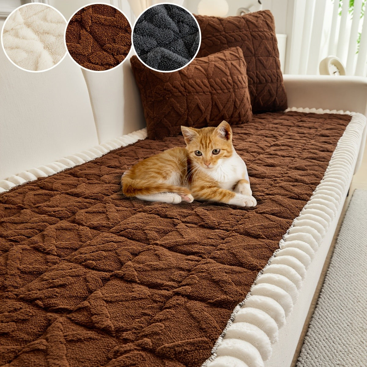 Quilted Sofa Cushion Cover, Single Polyester Seating Layer in Five Colors with Loveseat, 3-Seater, 4-Seater and Plus4 Options for Living Room Refreshes