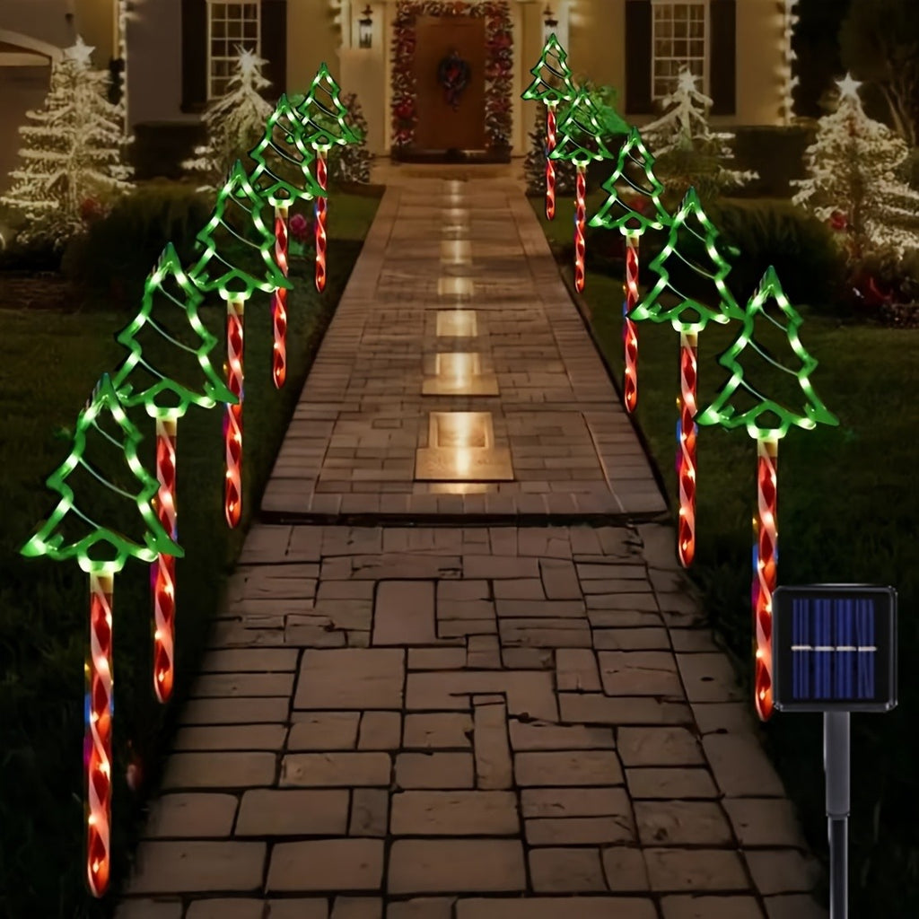 Solar Candy Cane Lights with Listed Red and White Striped Design, Eight Lighting Modes and 8/16-Pack References for Christmas Garden and Holiday Yard Decorating