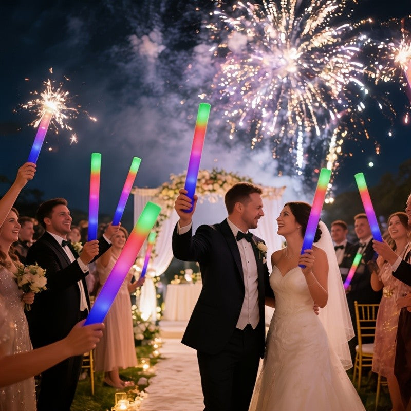 Flashing LED Foam Glow Sticks for Party Favors, 30- or 60-Piece Options for Wedding Receptions, Birthday Celebrations, Concerts and Holiday Events