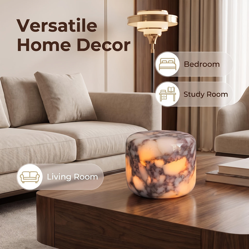 Marble Pattern Rechargeable Table Lamp with Type-C Charging and Warm LED Ambient Lighting, Portable Decorative Bedside Light for Bedroom Nightstands and Home Decor