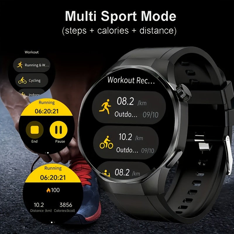 Men's Hexagonal Bezel Smartwatch with TFT Display, Wireless Calling, Message Notifications, 150+ Sports Modes and Custom Watch Faces for Android iOS