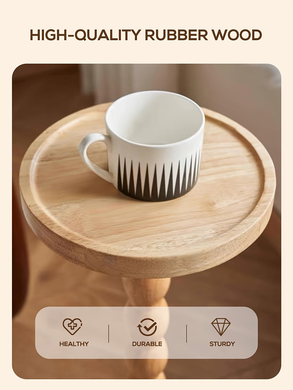 Pedestal Side Table with Heart, Clover, Gourd, Butterfly or Round Style Options, Wood, Walnut or Black Color Choices for Living Room and Bedroom Accents