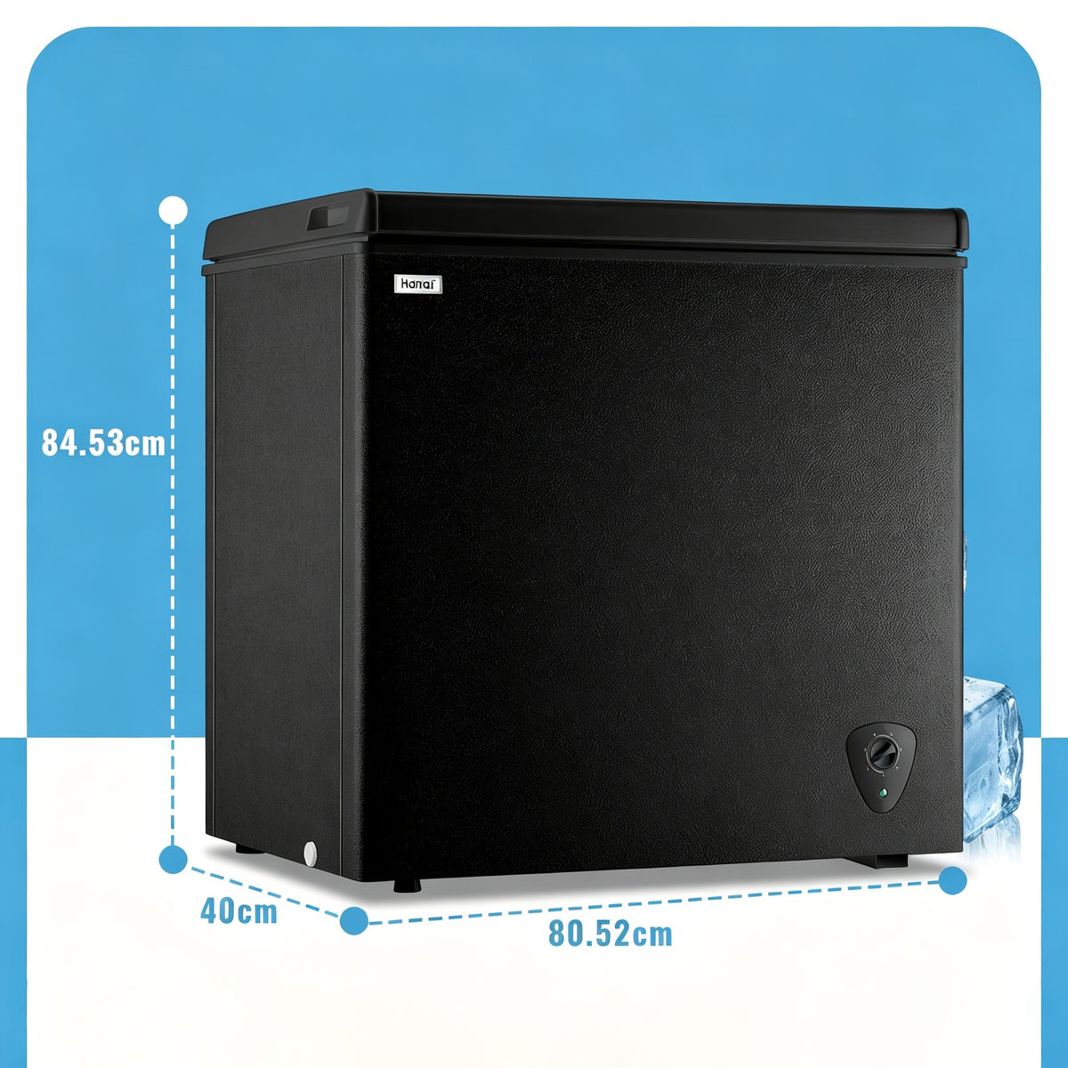 Freestanding Chest Freezer by WANAI in Black, 3.5 or 6.5 Cu Ft Options with Top-Opening Door, Adjustable Thermostat and Removable Basket for Home Kitchen Storage
