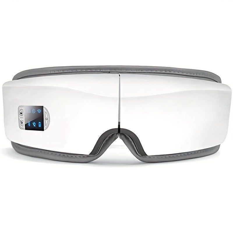 Heated Eye Massager with Air Pressure and Vibration, Portable 4D Massage Device with Music, Multiple Modes and LED Display for Home Relaxation
