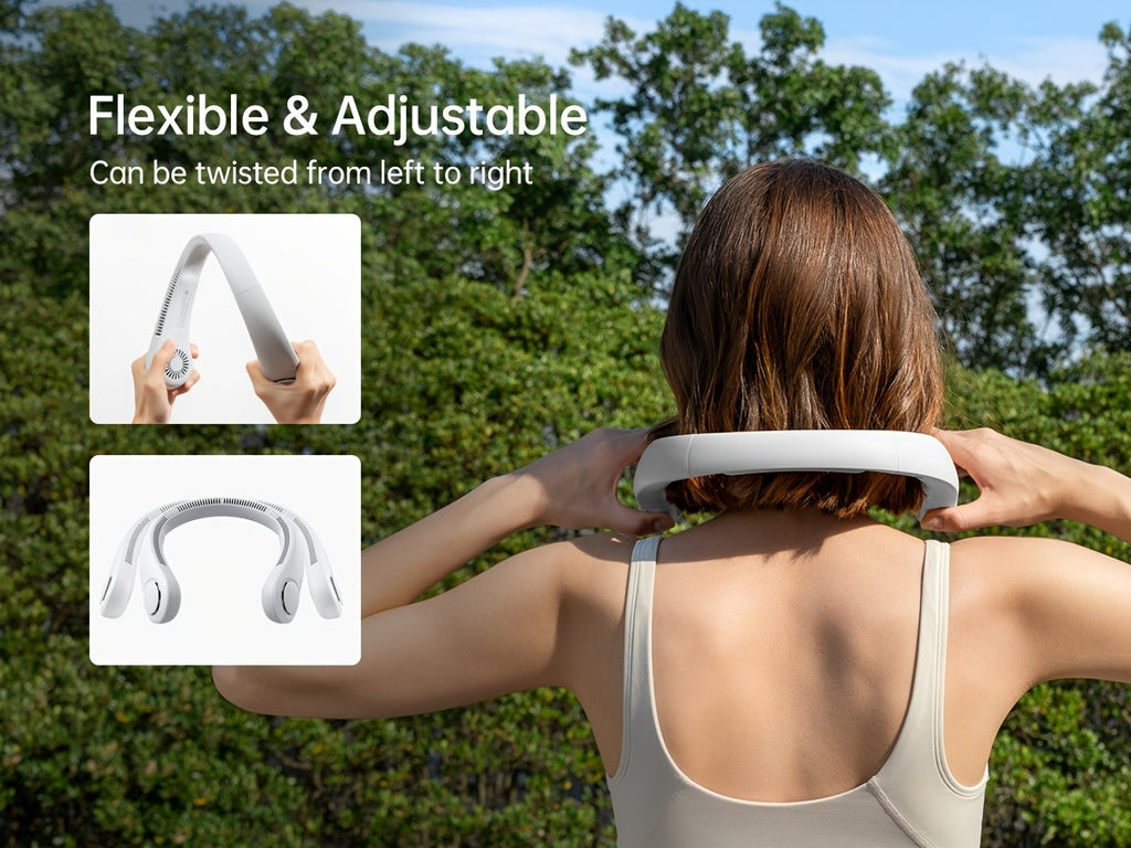 Three-Speed Neck Fan JISULIFE with 78 Air Outlets, 4000mAh Rechargeable Battery and Hands-Free Bladeless Design for Travel, Office and Summer Events
