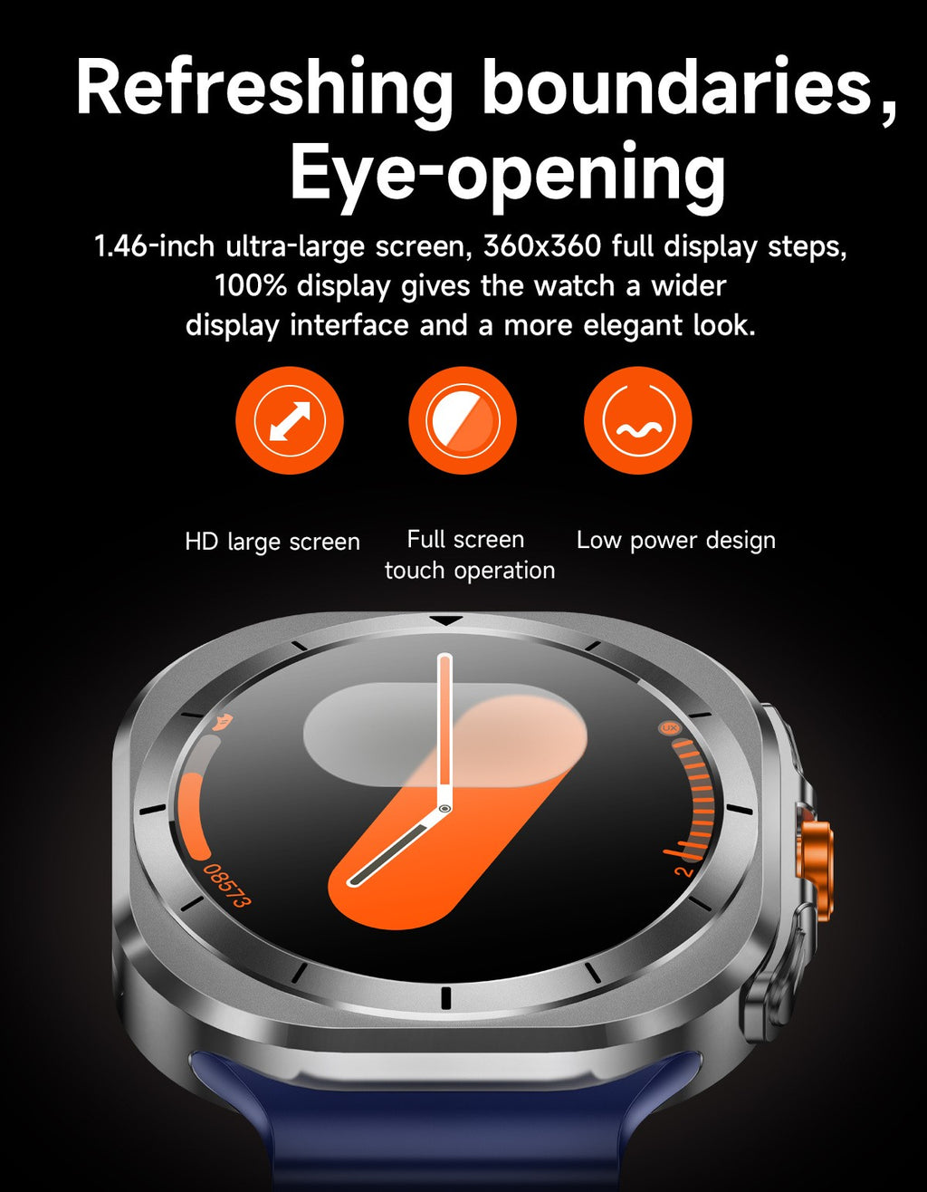 Wireless Calling Smartwatch with Customizable Watch Faces, Listed 100 Modes and Voice Assistant, Orange, Black, White or Blue Watch for Everyday Activity Tracking