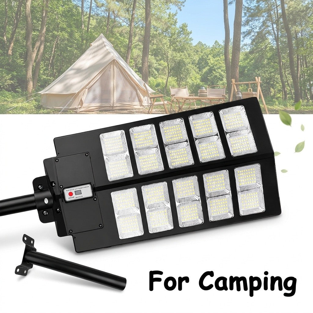 Solar Street Light with Motion Sensor and Remote Control, Matte Black Single-Pack 270, 360 or 800 LED Options with 6500K and Three Lighting Mode References
