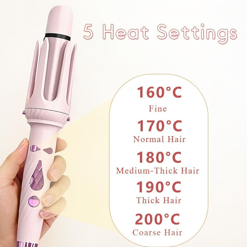 LESROLL 5-in-1 Hair Styler Set with Interchangeable Curling Wand and Straightening Brush for Waves, Curls and Volume in White, Pink or Blue Options