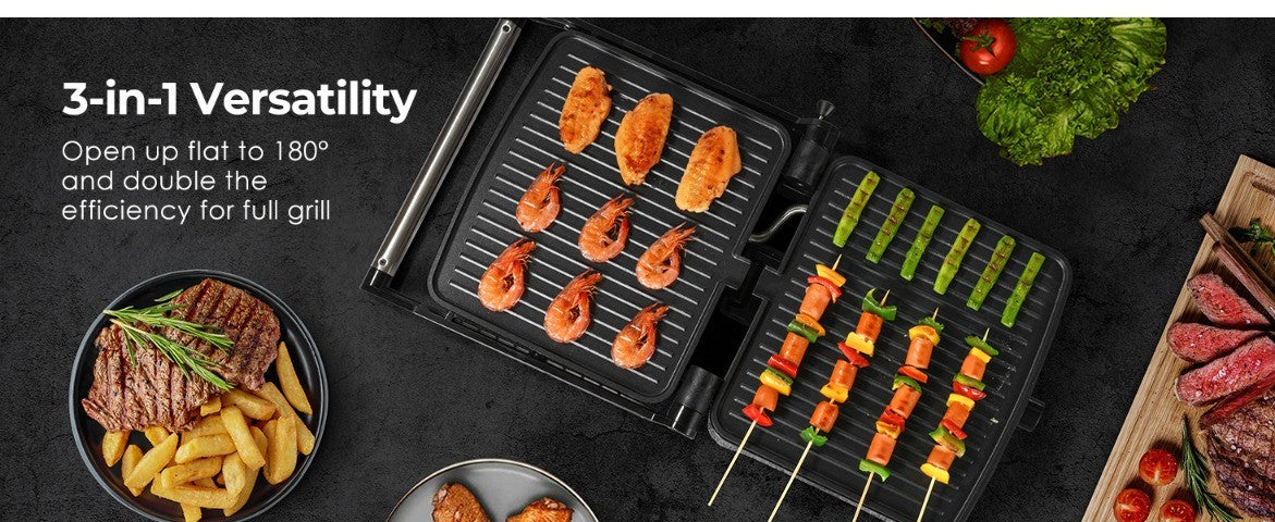 Temperature Control Panini Press Grill by OSTBA, 1200W Sandwich Maker with Nonstick Plates, 180-Degree Opening and Removable Drip Tray for Indoor Cooking