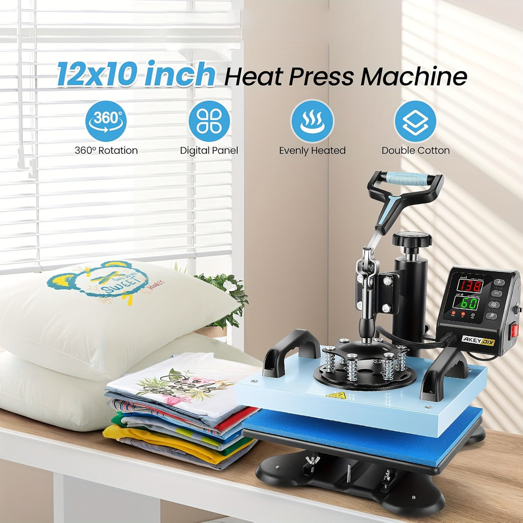 Combo Heat Press Machine with 5-in-1 or 8-in-1 Attachment Sets, 15x15 and 15x12 Inch Options or 12x10 Inch Textile-Only Press for DIY Customization