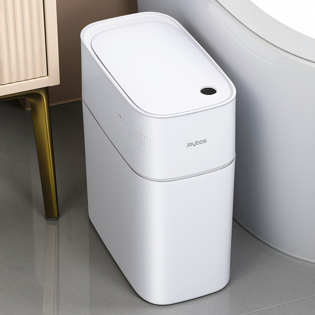 Touchless Smart Trash Can with Big Lid, Listed 14L Capacity, Infrared Motion Sensor and Air-Assisted Bag Fitting, ABS and PP Bin, Four AA Batteries Required