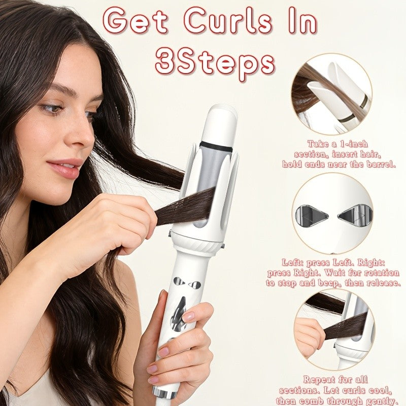 LESROLL 5-in-1 Hair Styler Set with Interchangeable Curling Wand and Straightening Brush for Waves, Curls and Volume in White, Pink or Blue Options
