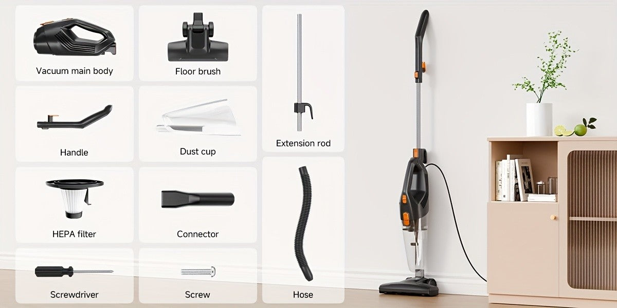 Convertible Stick Handheld Vacuum with Listed 6-in-1 Basic Design, 5.18lb Weight, Washable HEPA Filter, Dust Cup and Crevice Tool in Four Home Cleaning Color Options