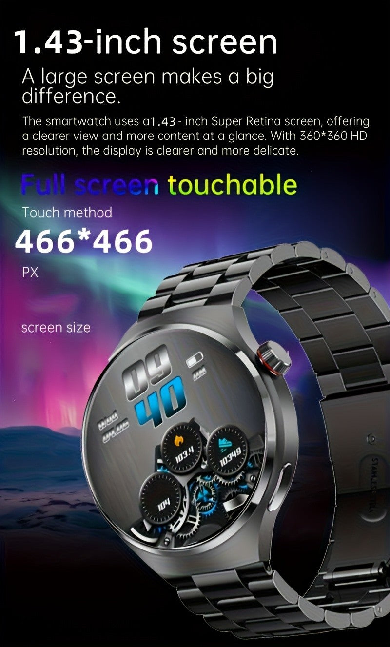 Men's Hexagonal Bezel Smartwatch with TFT Display, Wireless Calling, Message Notifications, 150+ Sports Modes and Custom Watch Faces for Android iOS