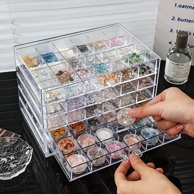 Three-Layer Jewelry Organizer with 72 Listed Compartments for Earrings, Rings and Small Accessories, Clear Storage Design with Optional Blank Painting Template