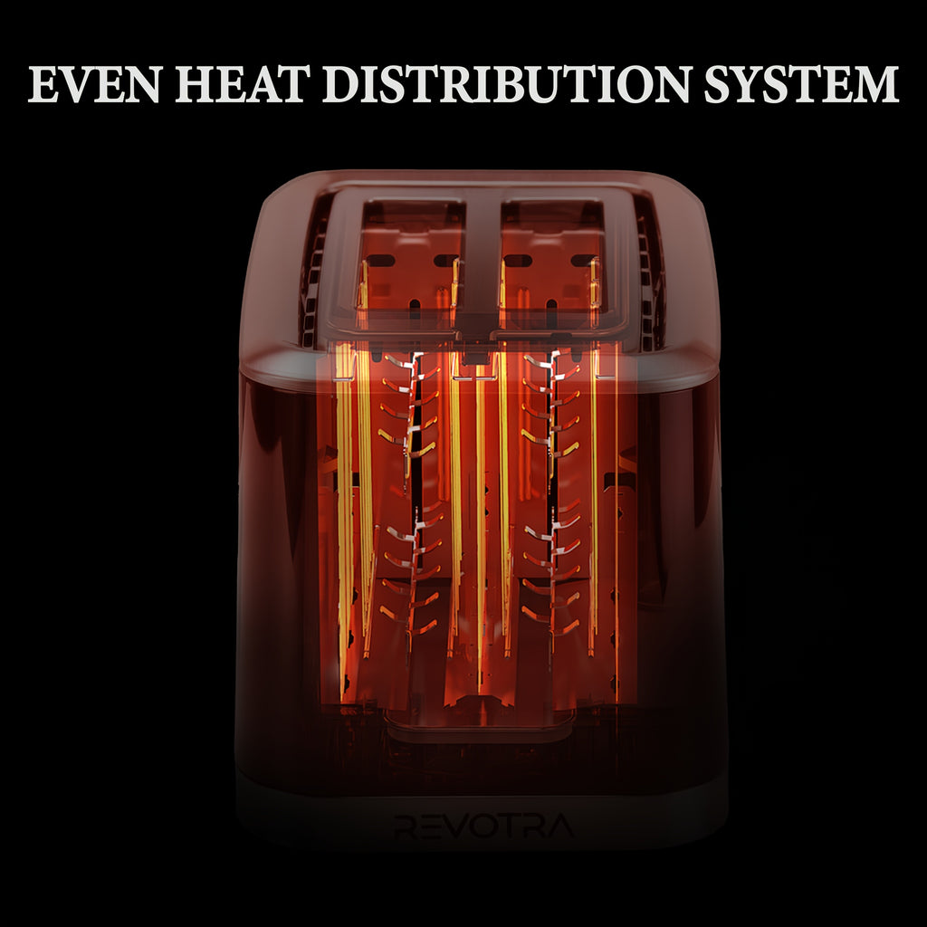 LED Display Breakfast Toaster in Black with Stainless Steel Construction, Wide Slots, Six Toasting Levels, Defrost, Heat and Cancel Functions and Crumb Tray